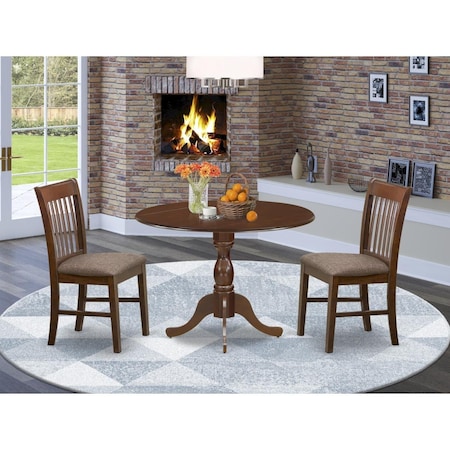 East West Furniture 3 Piece Dublin Kitchen Table Set - Mahogany DMNF3-MAH-C